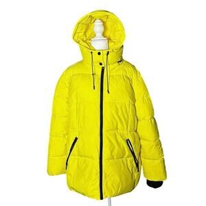 BCBG Paris Puffer Premium Performance Bright Yellow Hipster 2XL Ski Jacket